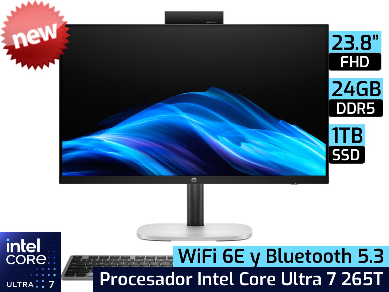 HP ProStudio 4 All In One G1i | 23.8" - Intel Core Ultra 7 265T - 24GB - 1TB SSD