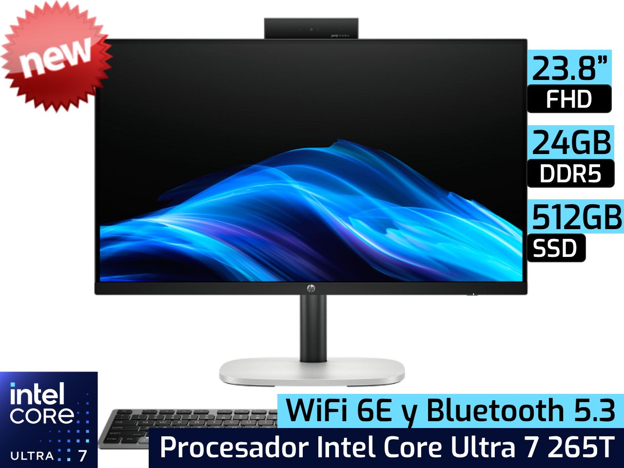 HP ProStudio 4 All In One G1i | 23.8" - Intel Core Ultra 7 265T - 24GB - 512GB SSD