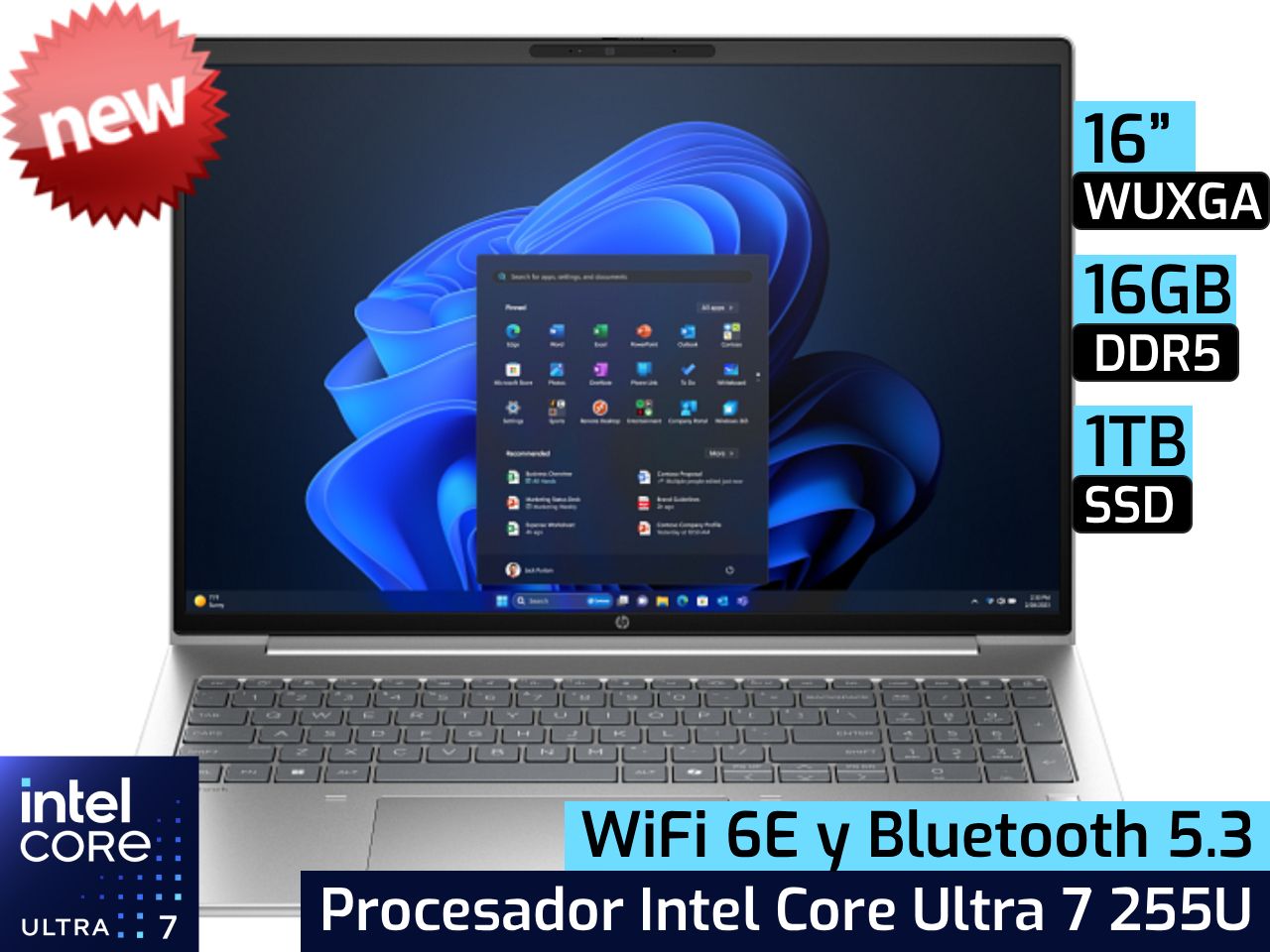 HP ProBook 4 G1i | 16" WUXGA - Intel Core Ultra 7 255U - 16GB DDR5 - 1TB SSD