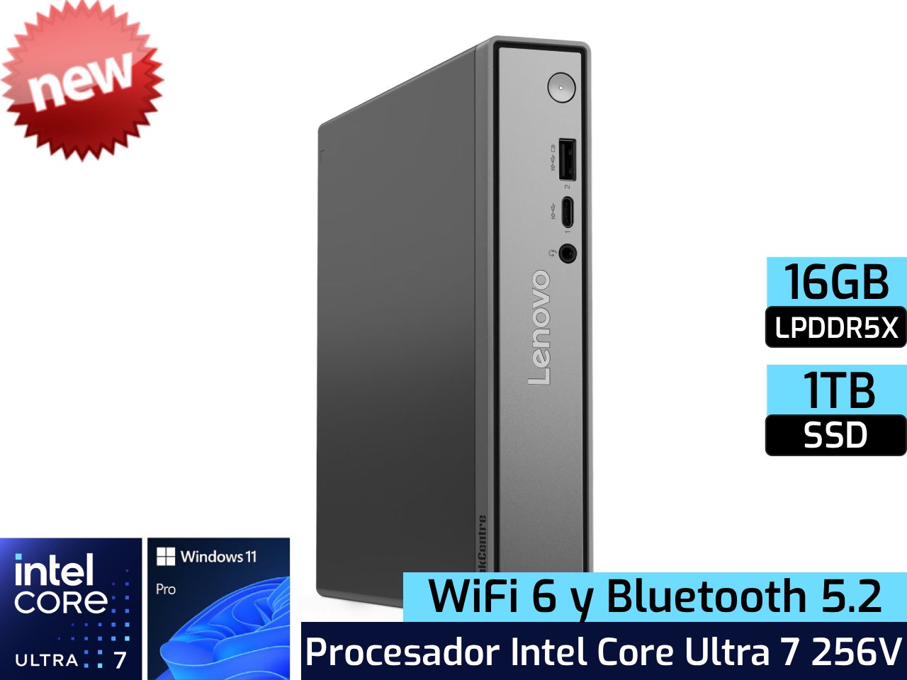 Lenovo ThinkCentre neo 50q Gen 6 | Intel Core Ultra 7 256V - 16GB LPDDR5X - 1TB SSD - W11 Pro