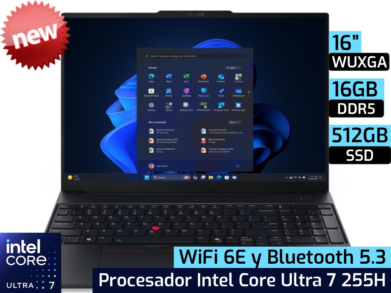 Lenovo ThinkPad E16 Gen 3 | 16" WUXGA - Intel Core Ultra 7 255H - 16GB DDR5 - 1TB SSD