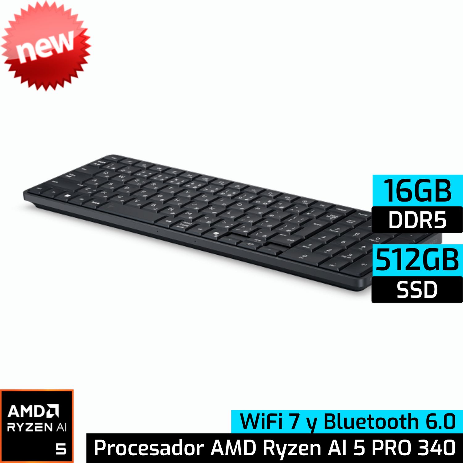 HP EliteBoard G1a | AMD Ryzen AI 5 PRO 340 - 16GB DDR5 - 512GB SSD
