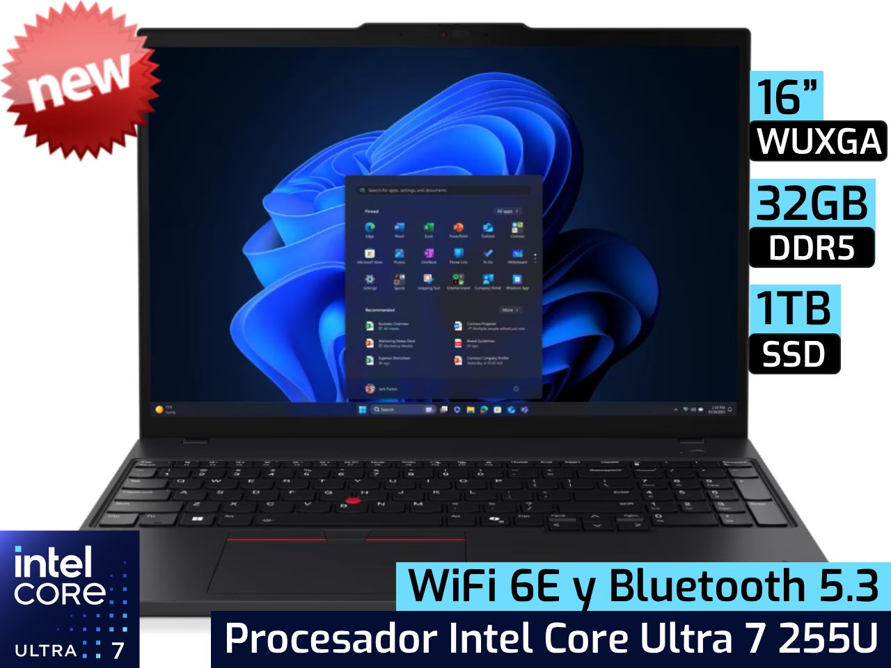 Lenovo ThinkPad T16 Gen 4 | 16" WUXGA - Intel Core Ultra 7 255U - 32GB DDR5 - 1TB SSD