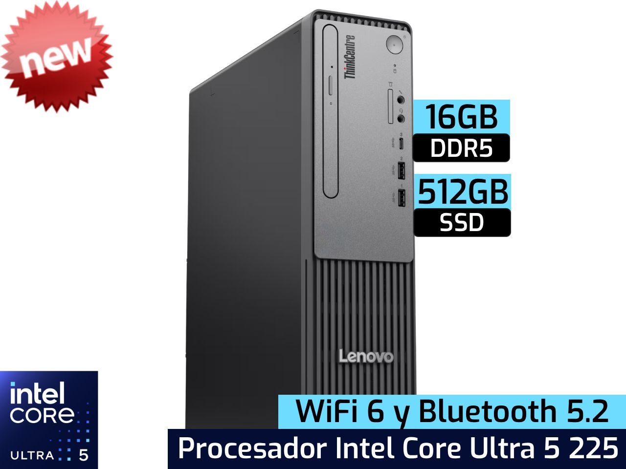 Lenovo ThinkCentre Neo 50s Gen 6 | Intel Core Ultra 5 225 - 16GB DDR5 - 512GB SSD