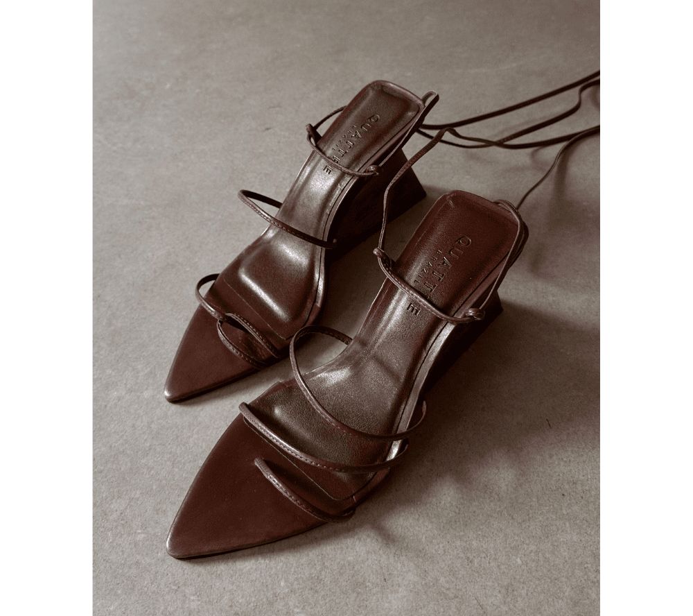 Delei Asymmetric Strap Sandal | Brown