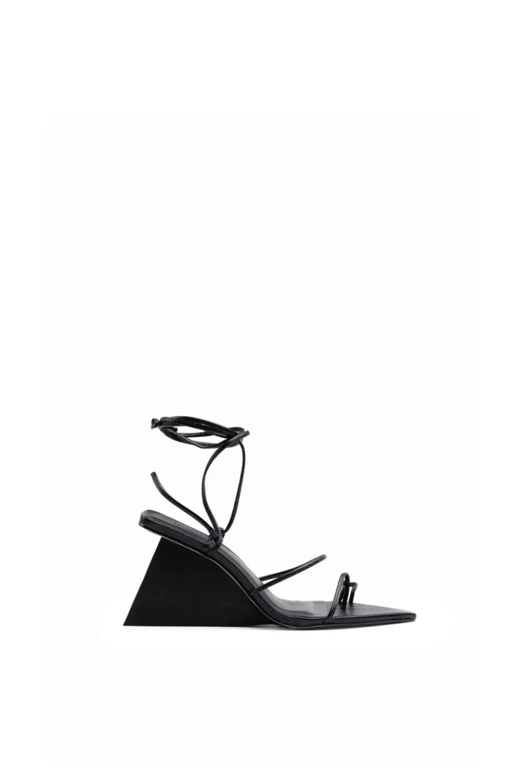 Delei Asymmetric Strap Sandal | Black