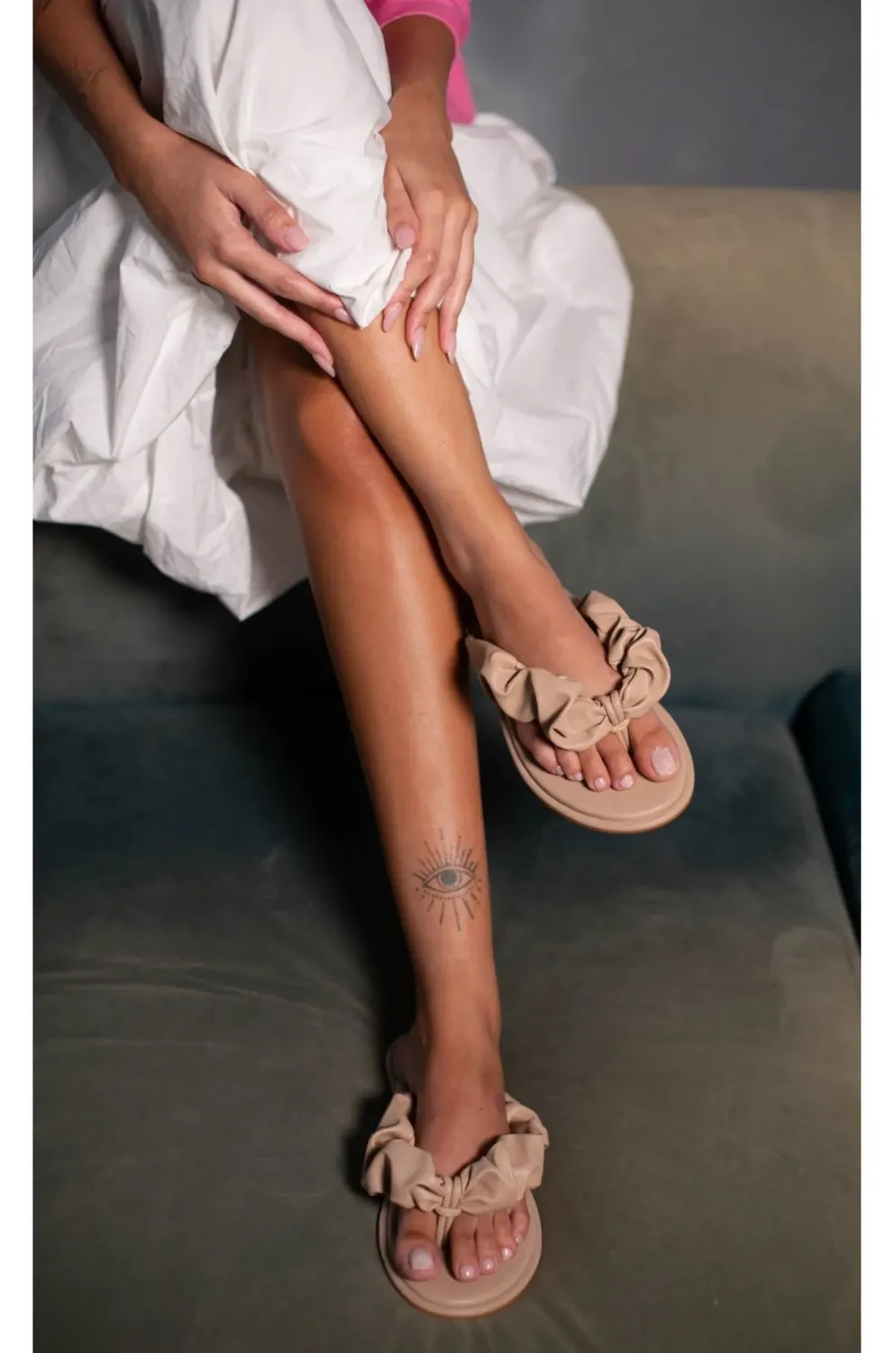 Capri Flat Sandal | Nude