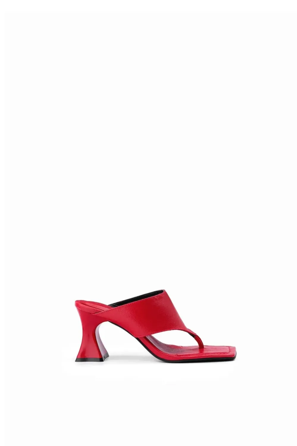 Ana Square-Toe Leather Clog | Red