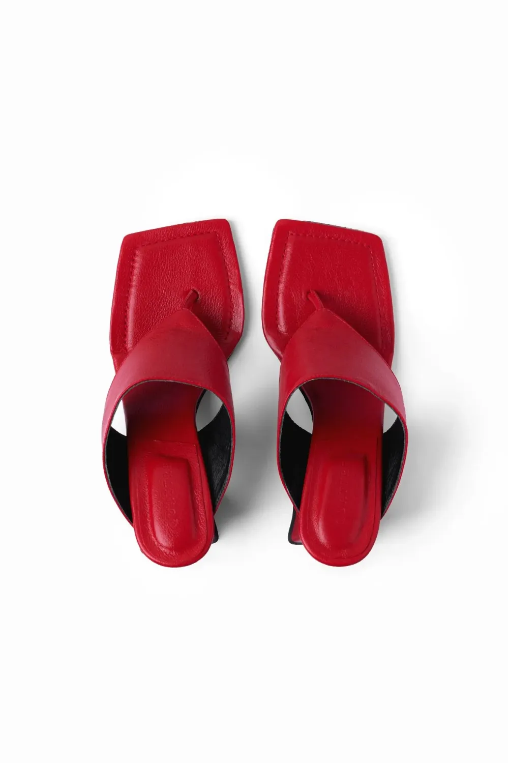 Ana Square-Toe Leather Clog | Red
