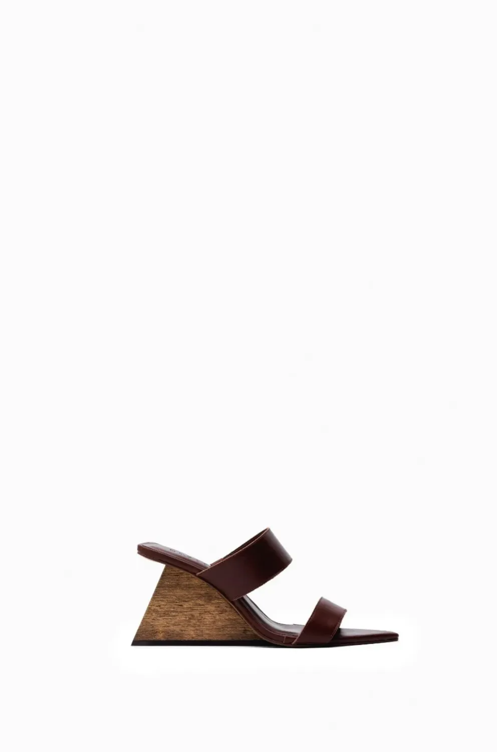 Solid Leather Clog with Wooden Heel | Brown