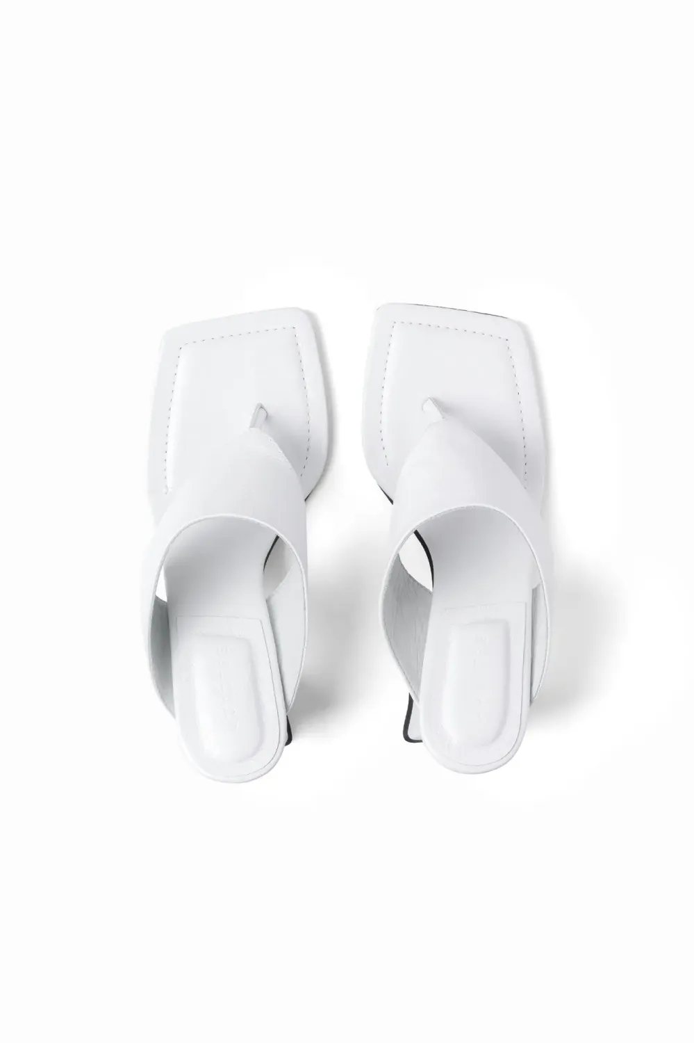 Ana Square-Toe Leather Clog | White