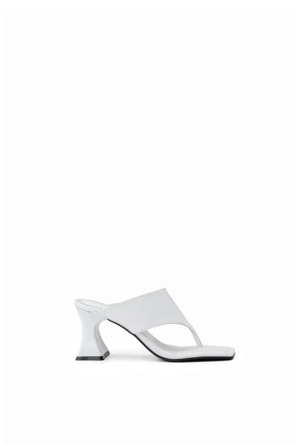 Ana Square-Toe Leather Clog | White