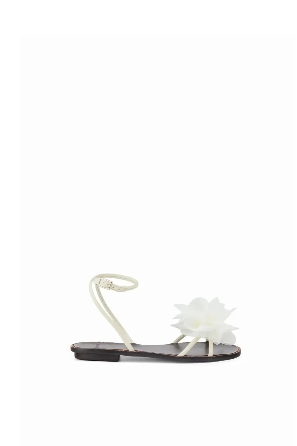 Roselie Organza Flower Flat | Off White