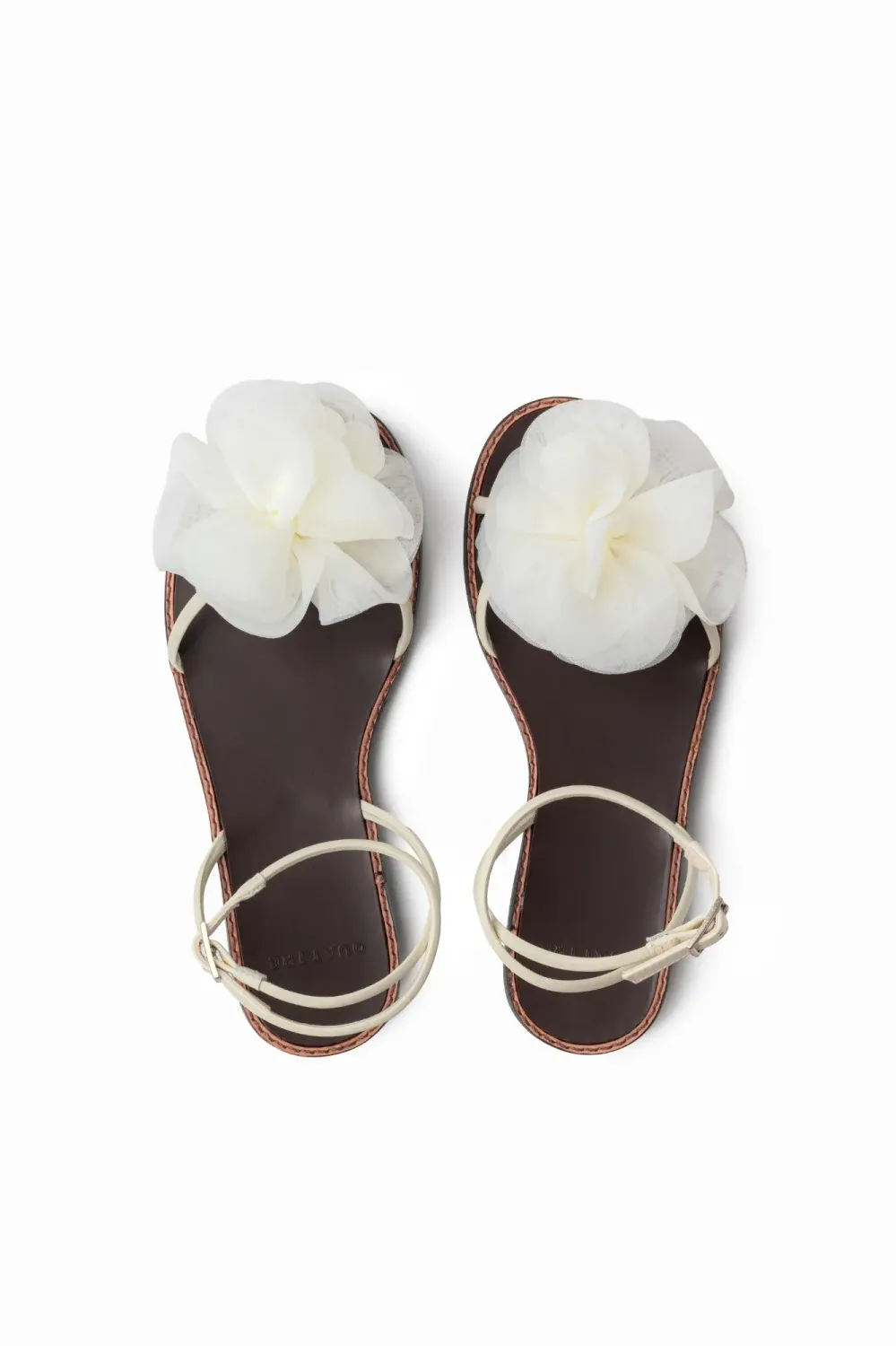 Roselie Organza Flower Flat | Off White