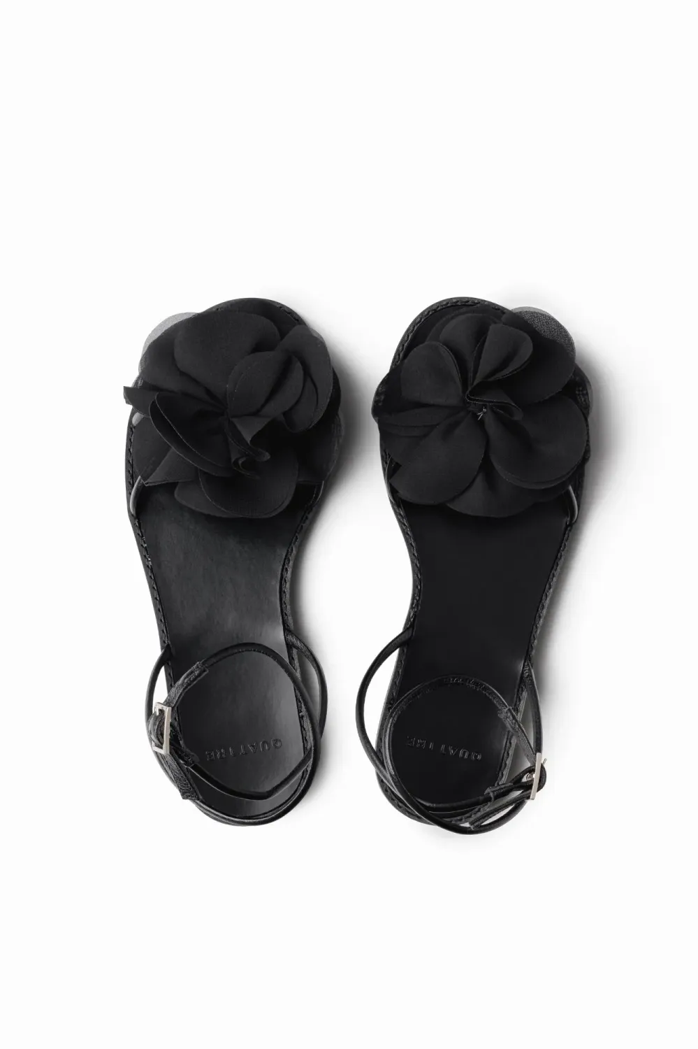 Roselie Organza Flower Flat | Black