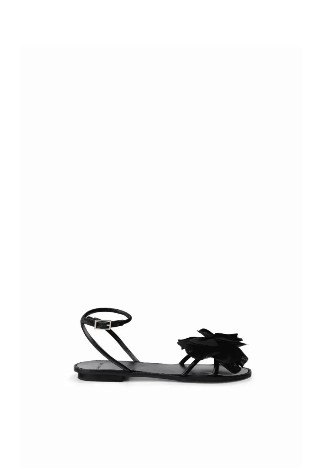 Roselie Organza Flower Flat | Black