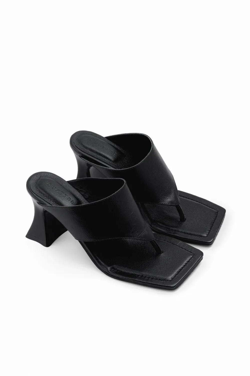 Ana Square-Toe Leather Clog | Black