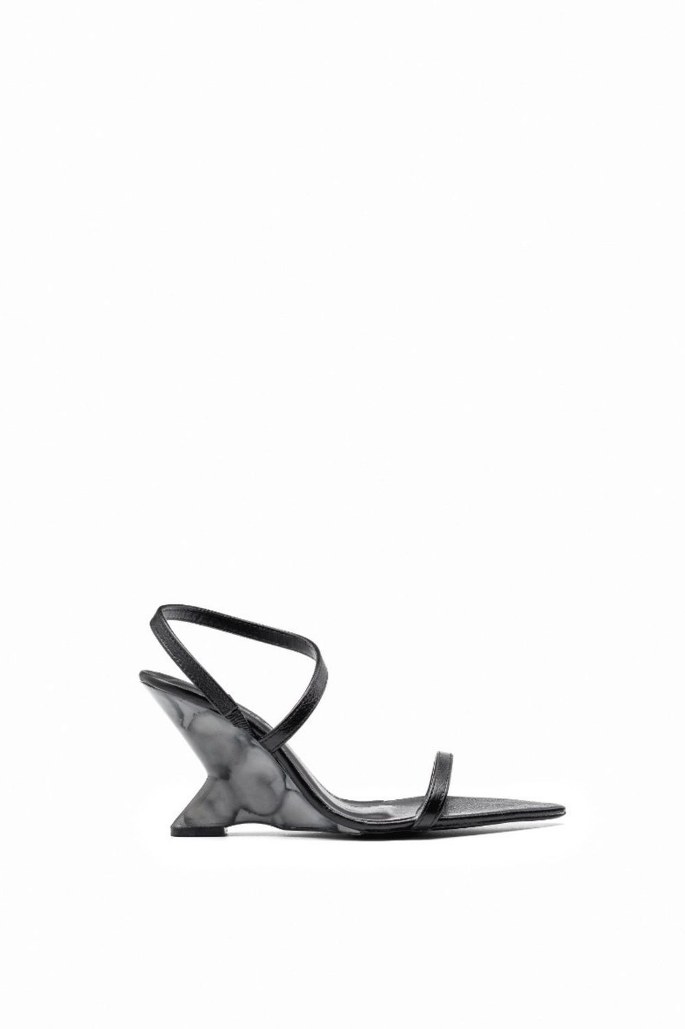Aura Marbled-Heel Sandal | Black