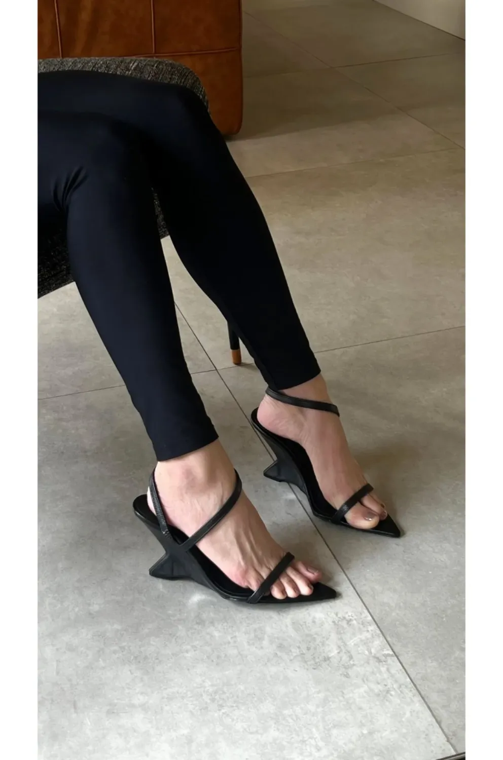 Aura Marbled-Heel Sandal | Black