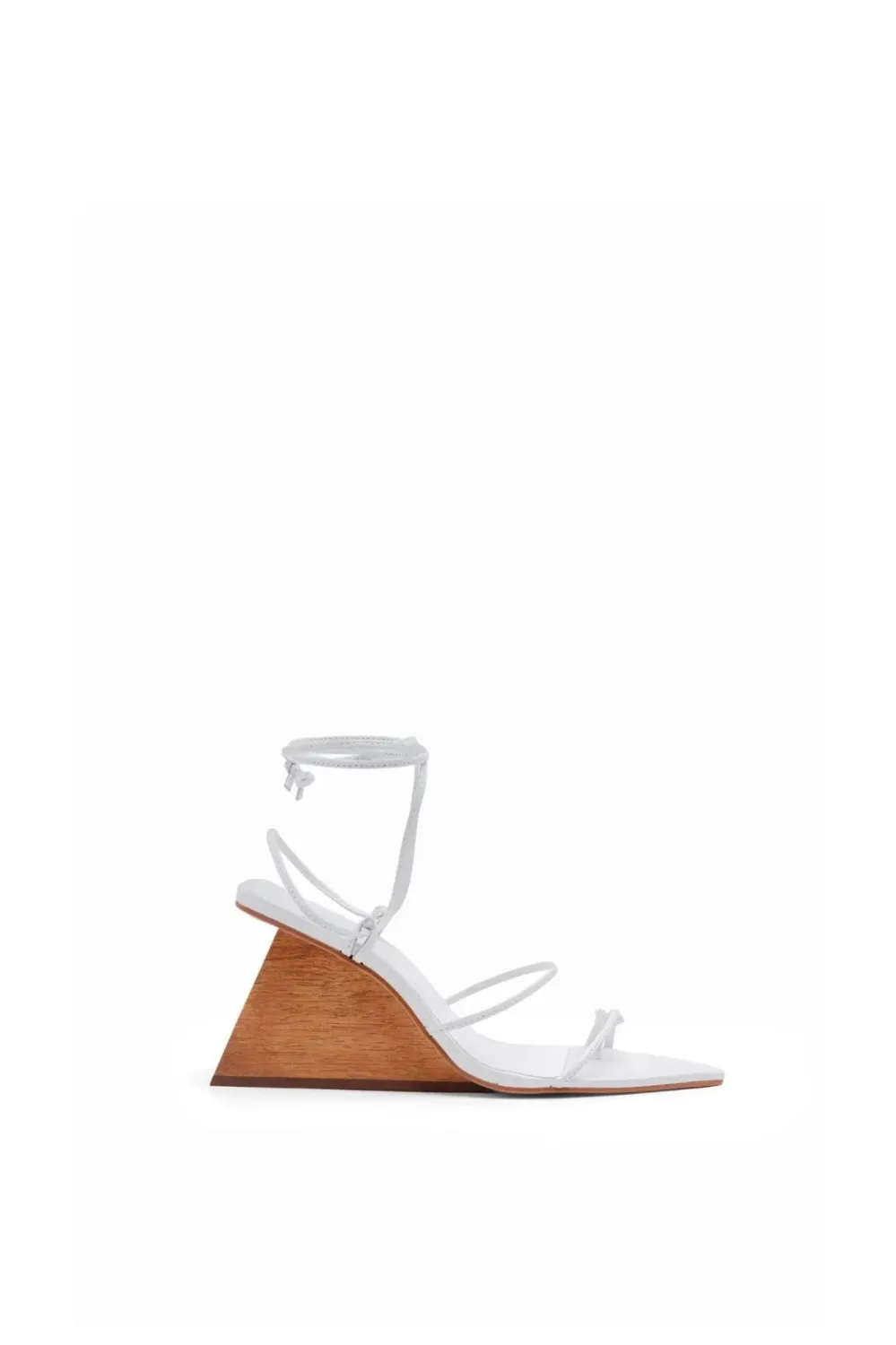 Delei Asymmetric Strap Sandal | White