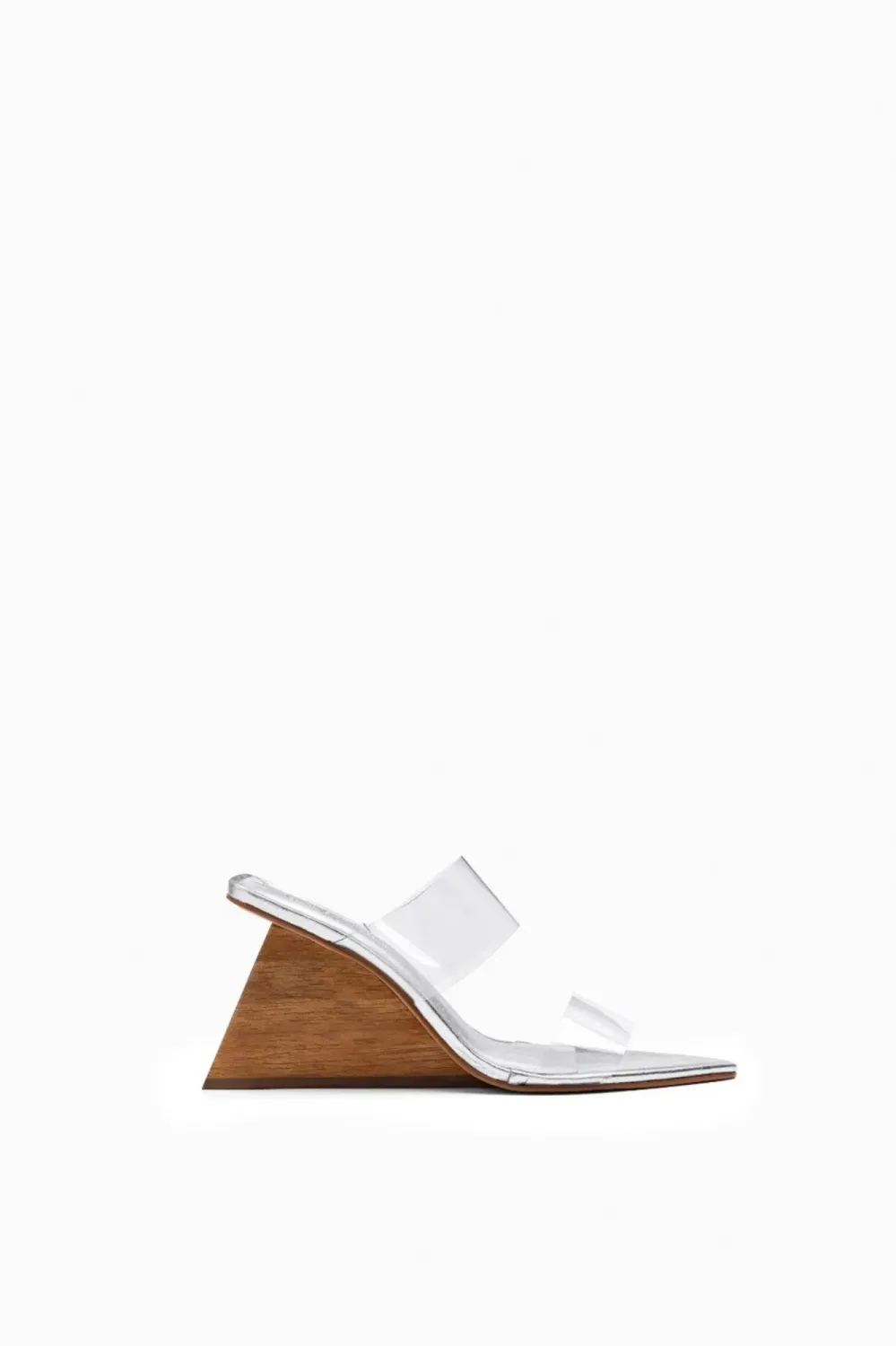 Liquid Vinyl Clog with Wooden Heel | Silver