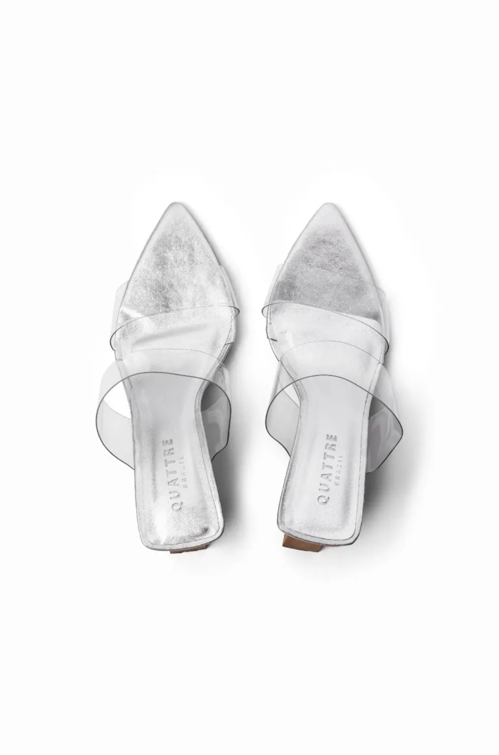 Liquid Vinyl Clog with Wooden Heel | Silver