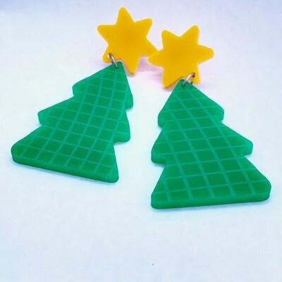 Funky Green Christmas Tree Dangle Earrings Funky Green Christmas Tree Dangle Earrings