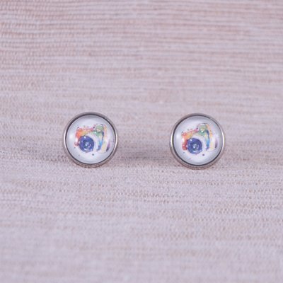 Rainbow Coloured Camera Earrings Rainbow Coloured Camera Earrings