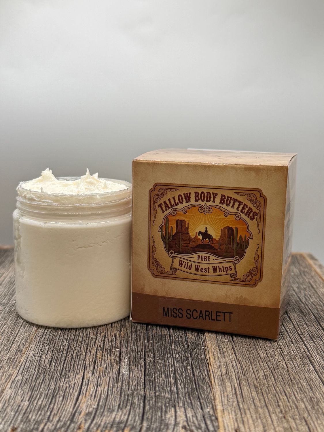 WWW Miss Scarlett Wild West Whips Tallow Body Butters -(Pear, Peony, Ahoka &amp; Peach)