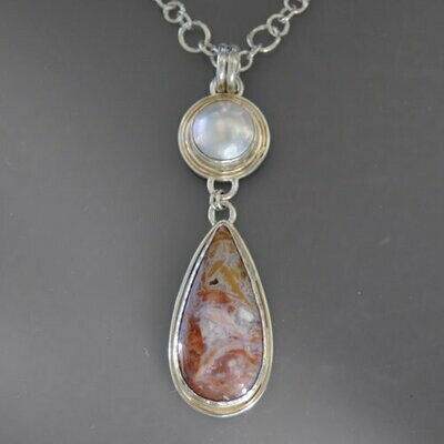 Confetti Agate & Pearl Pendant Confetti Agate & Pearl Pendant