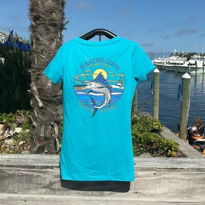 Lined Marlin Ladies' Next Level V-Neck Tee Lined Marlin Ladies' Next Level V-Neck Tee