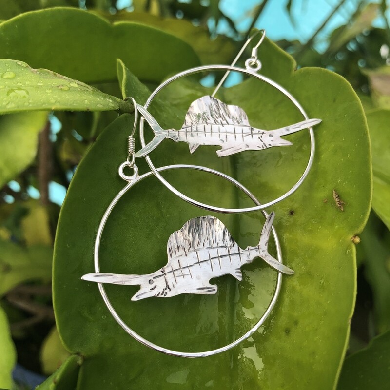 Sterling Silver Sailfish Hoops