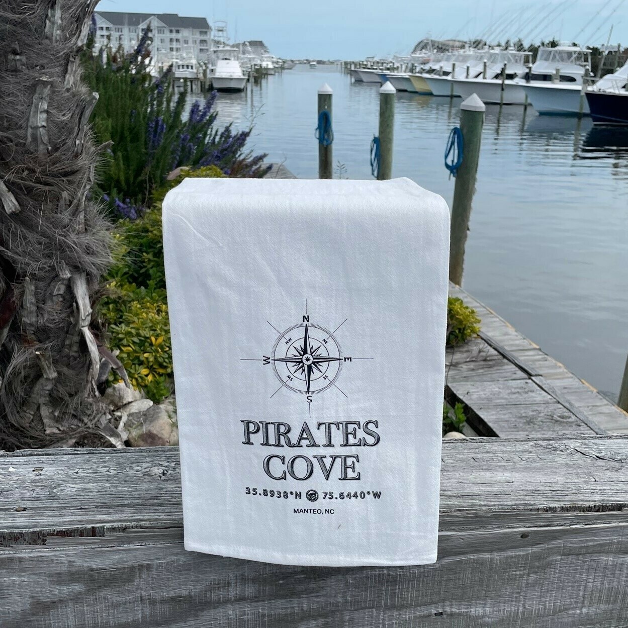 Pirate's Cove Flour Sack Dish Towel Compass Pirate's Cove Flour Sack Dish Towel Compass