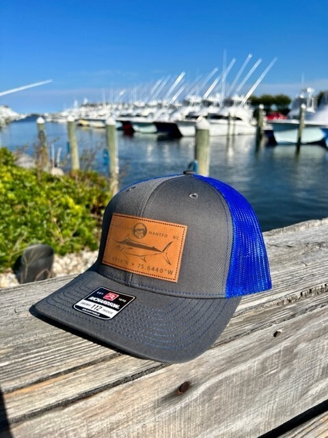 Pirates Cove Leather Patch Hat Charcoal Grey & Blue