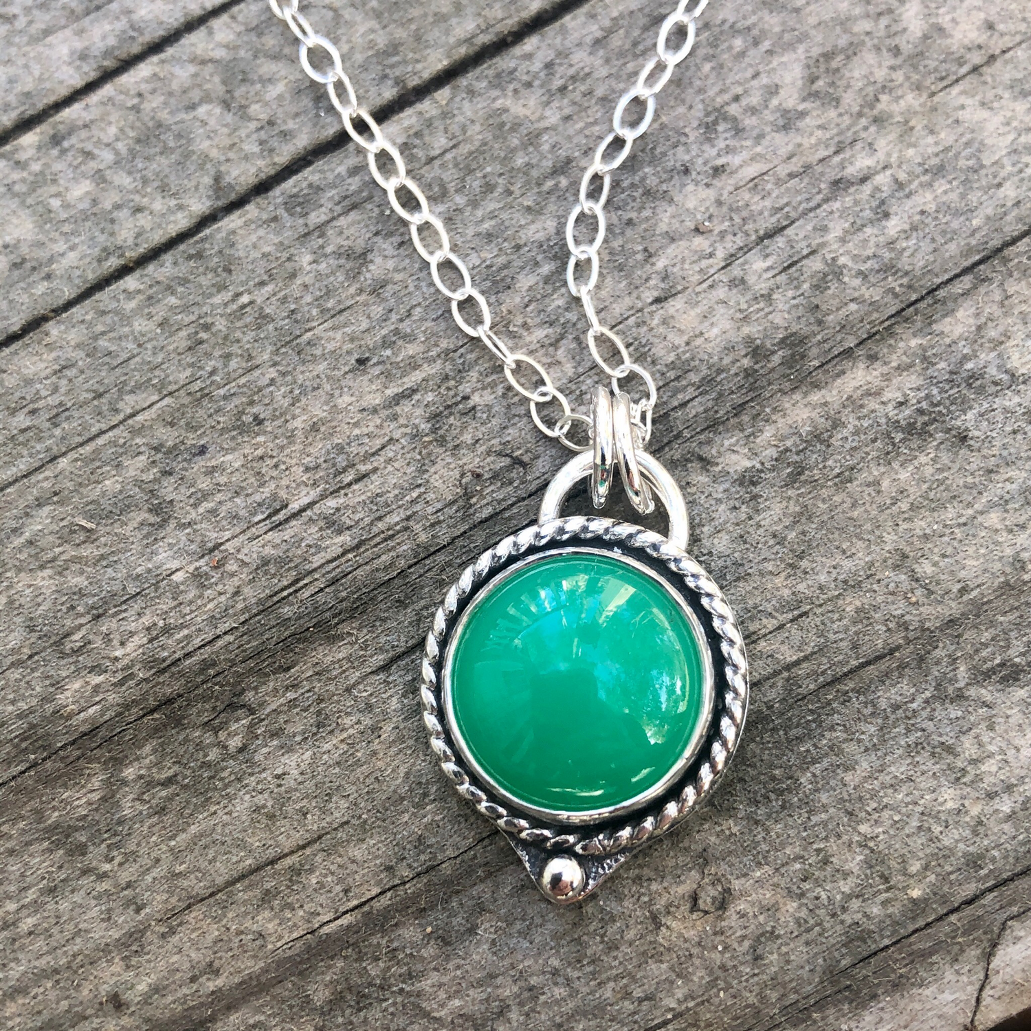 Sterling Silver Pendant With Chrysoprase