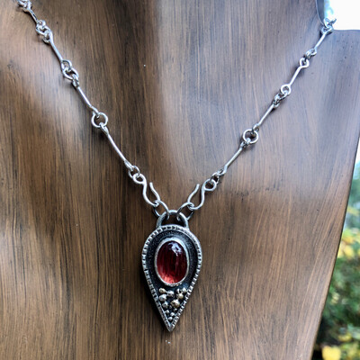 Sunstone Pendant With Handmade Sterling Silver Chain