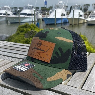 Pirates Cove Printed Leather GPS Patch Trucker Hat