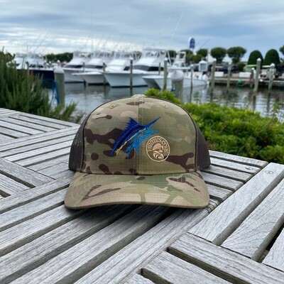 Pirates Cove Marlin Embroidered Printed Richardson Hat