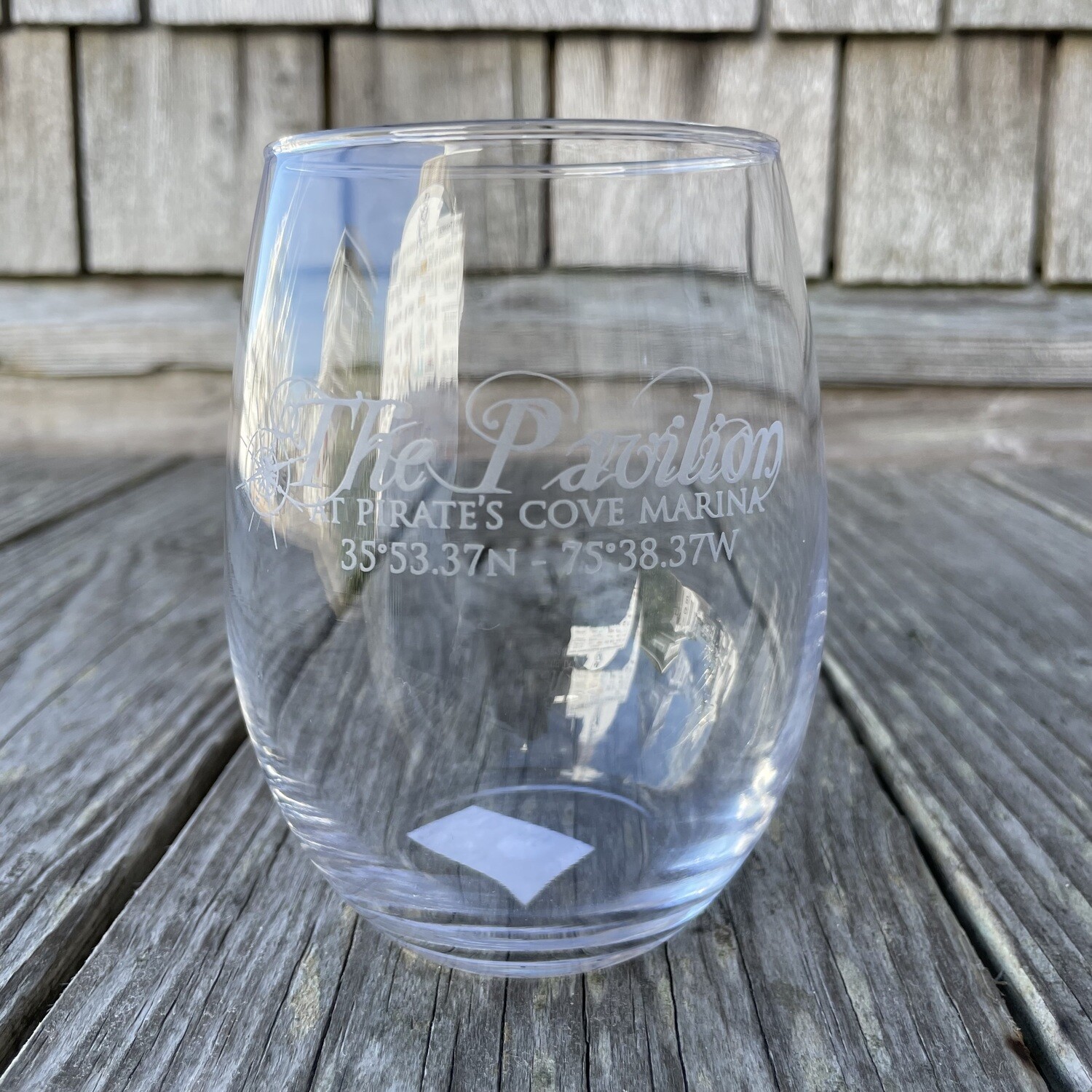 The Pavillion at Pirate's Cove Stemless Wine Glass