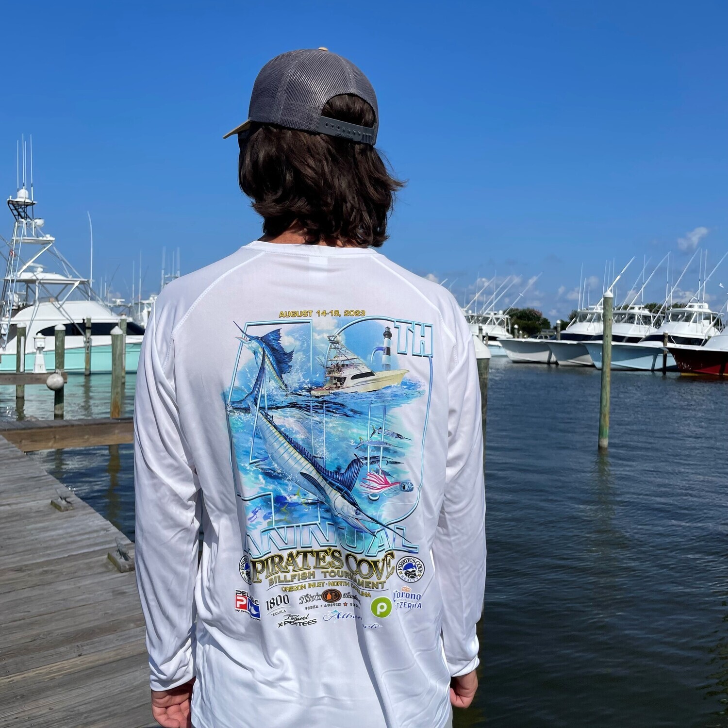 40th Annual Pirate’s Cove Billfish Tournament Moisture Wicking Long Sleeve  Shirt