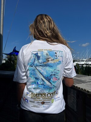 40th Annual Pirate's Cove Billfish Tournament Moisture Wicking Short Sleeve T-Shirt