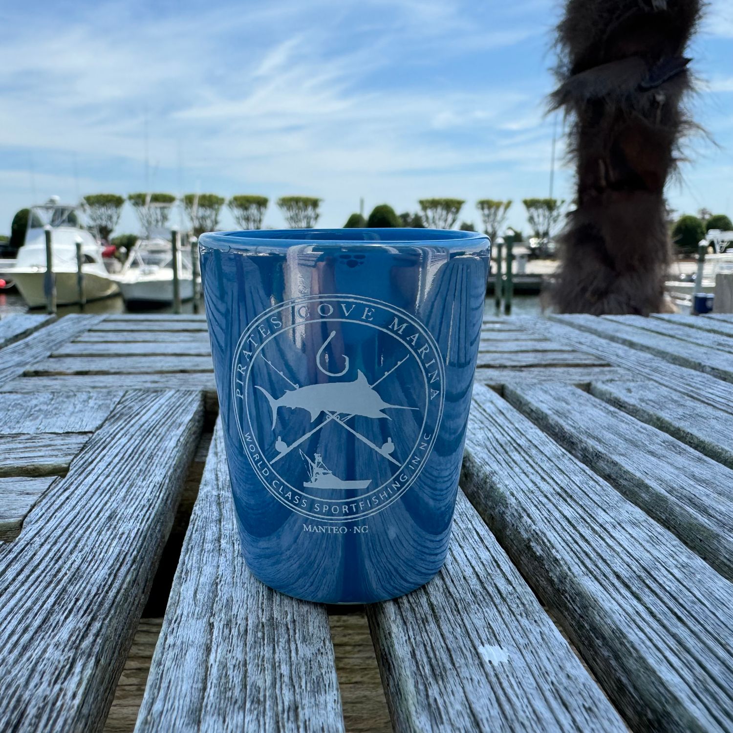 Pirate's Cove Glossy Logo Shot Glass, Color: Aqua