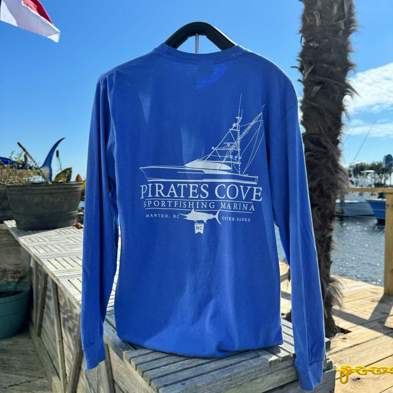 PC Charter Boat Long Sleeve T-Shirt, Size: Small, Color: Flo Blue