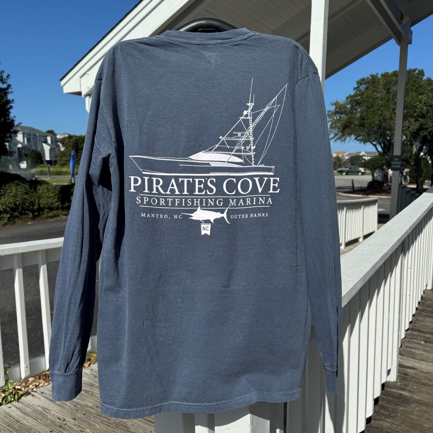 PC Charter Boat Long Sleeve T-Shirt, Color: Denim, Size: Small