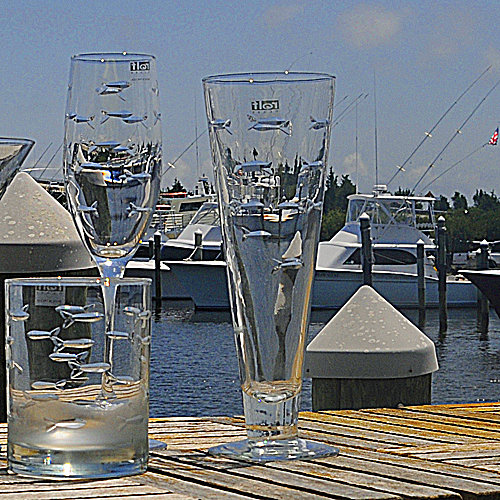 Highball Swimming Fish Cut Glass Highball Swimming Fish Cut Glass