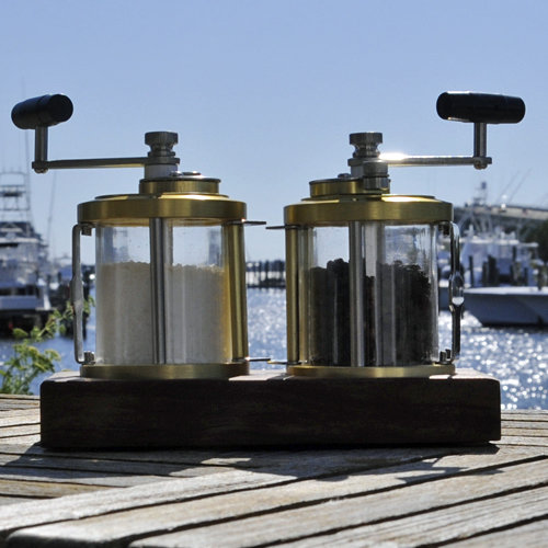 Ocean Reel Salt & Pepper Shaker with Teak Base