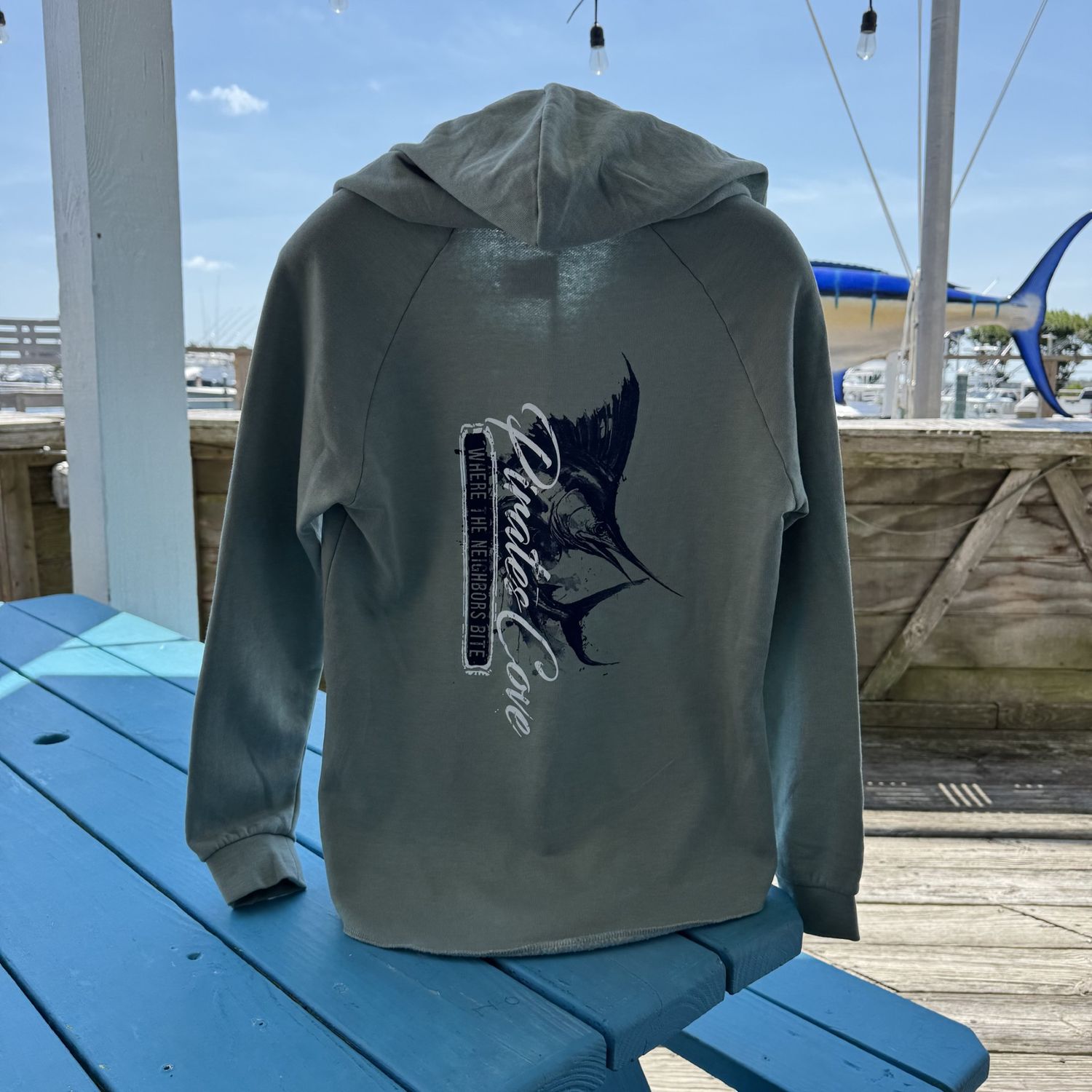 Leaping Sail Ladies Hoodie, Color: Sage, Size: Small