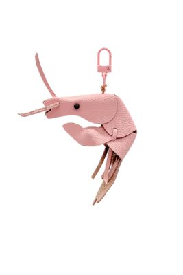 Shrimp- Anhänger aus Lederresten in rosa