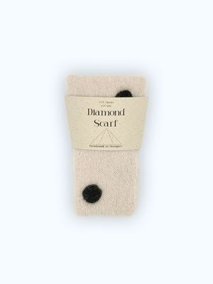 Diamond Scarf - Schmaler flauschiger Schal in marzipan/dot