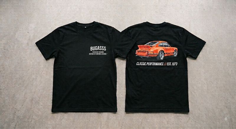 Camiseta bugasss con coche naranja